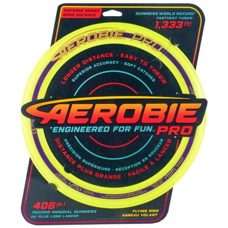 Aerobie Pro Ring Outdoor Flying Disc, Flying Ring for Kids Parties and Backyard Games, Teen Boys Gift Ideas, Kids Toys for Ages 5 & Up, Yellow, 14"