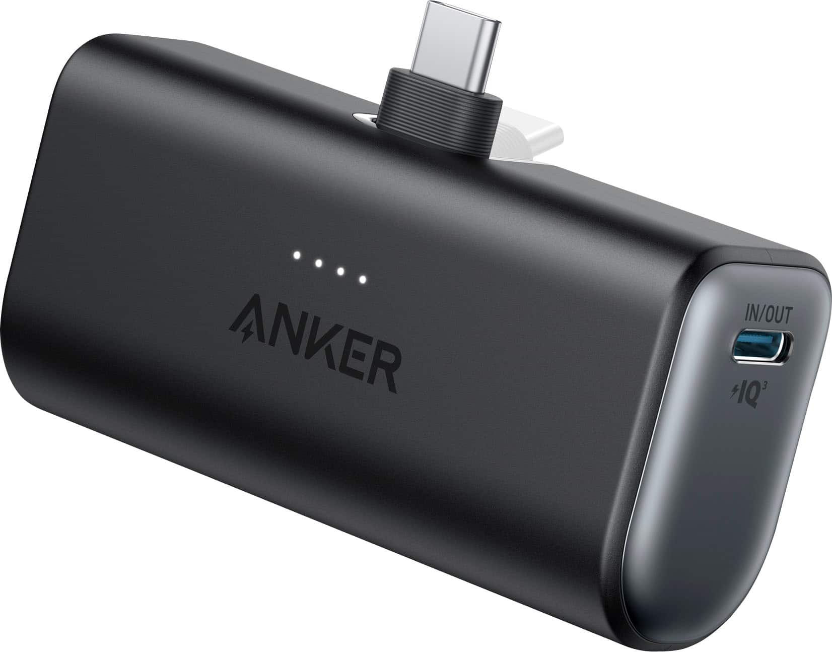 Anker - Nano Power Bank (5,000mAh, 22.5W) w/ Built-in Foldable USB-C Connector - Black