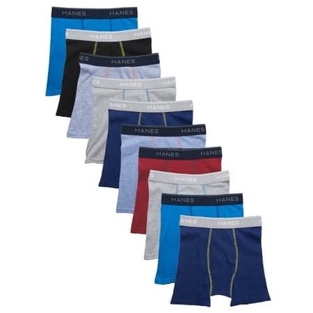 Hanes Boys Boxer Briefs Underwear Pack, 10-pack, Comfort Flex Tagless Boys Underwear, S-XL