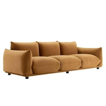 Modway Copious Performance Velvet Sofa in Cognac
