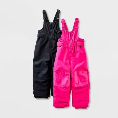 Toddler Girls' 2pk Snow Bib - Cat & Jack™ Black/Pink 3T
