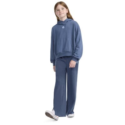 Converse® Girls' French Terry Wide Leg Pants - Navy Blue S