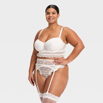 Women's Heirloom Lace 3pc Lingerie Set - Auden™ White XXL