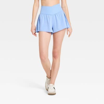 Women's Pleated Side Woven Shorts - JoyLab™ Periwinkle Blue XS