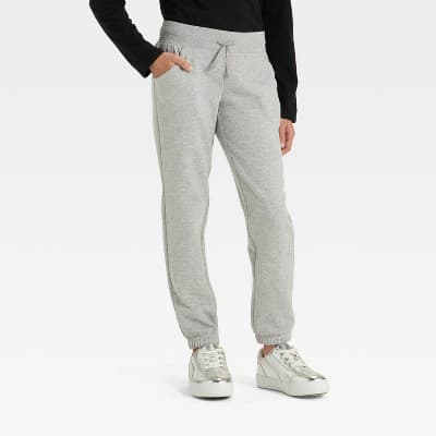 Girls' Fleece Jogger Pants - Cat & Jack™ Heather Gray M