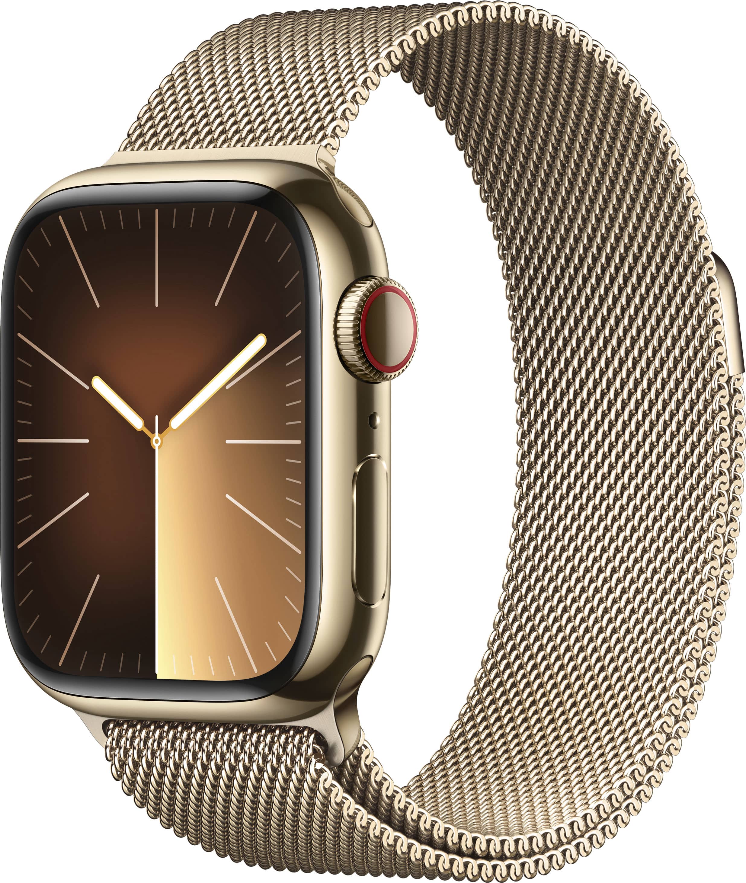 Apple Geek Squad Certified Refurbished Watch Series 9 GPS + Cellular 41mm Case with Gold Milanese Loop - Stainlesss steel - (2023)