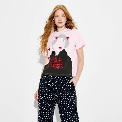 Women's The Devil Wears Prada Miranda Scribble Short Sleeve Graphic T-Shirt - Pink S