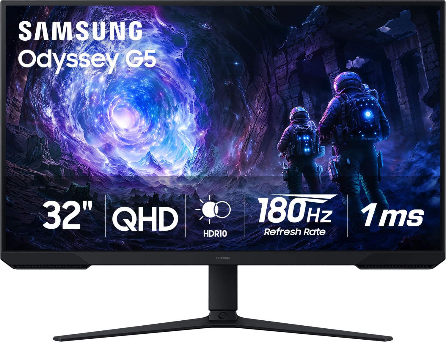 Samsung - 32" Odyssey G51F QHD 180Hz 1ms AMD FreeSync Gaming Monitor with HDR10 (DisplayPort, HDMI) - Black