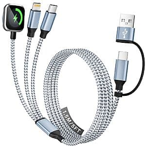 Versatile 3-in-1 Charging Cable with Lightning, USB-C & Apple Watch