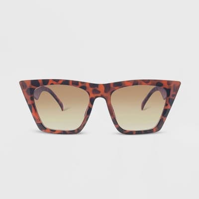Women's Plastic Cateye Sunglasses - Wild Fable™ Brown/Tortoise Print: UV Protection, Recycled Frame