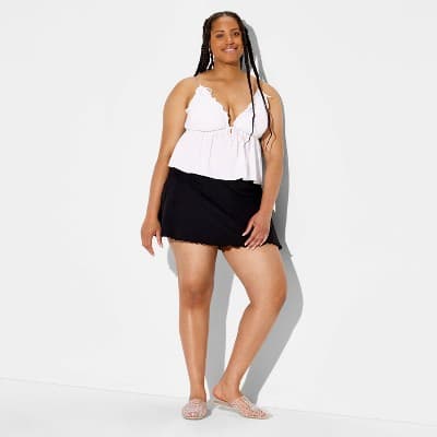 Women's Ruffle Triangle Cup Babydoll Tank Top - Wild Fable™ White XXL