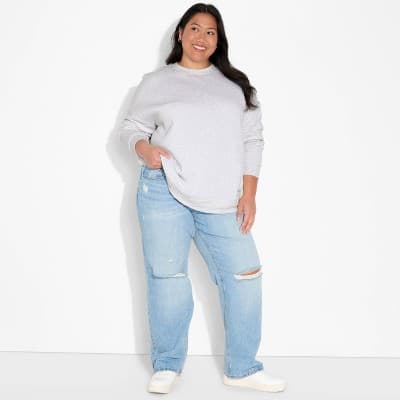 Women's Oversized Pullover Sweatshirt - Wild Fable™ Light Gray XXL