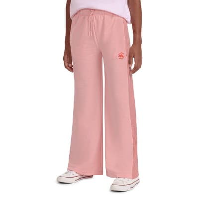 Converse® Girls' French Terry Wide Leg Sweatpants - Peach Pink M