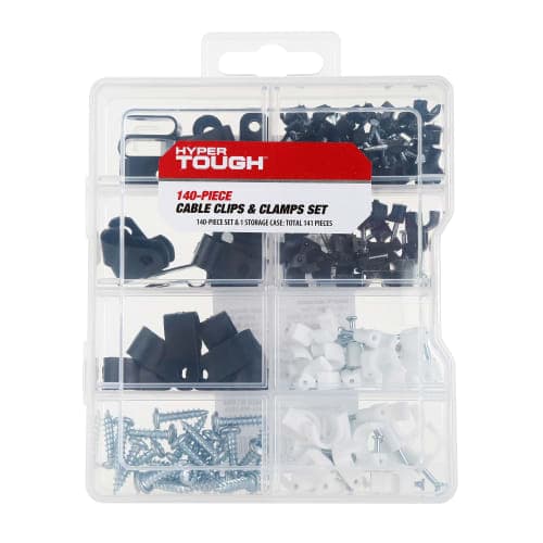 Hyper Tough 140-Piece Cable Clips and Clamp Set