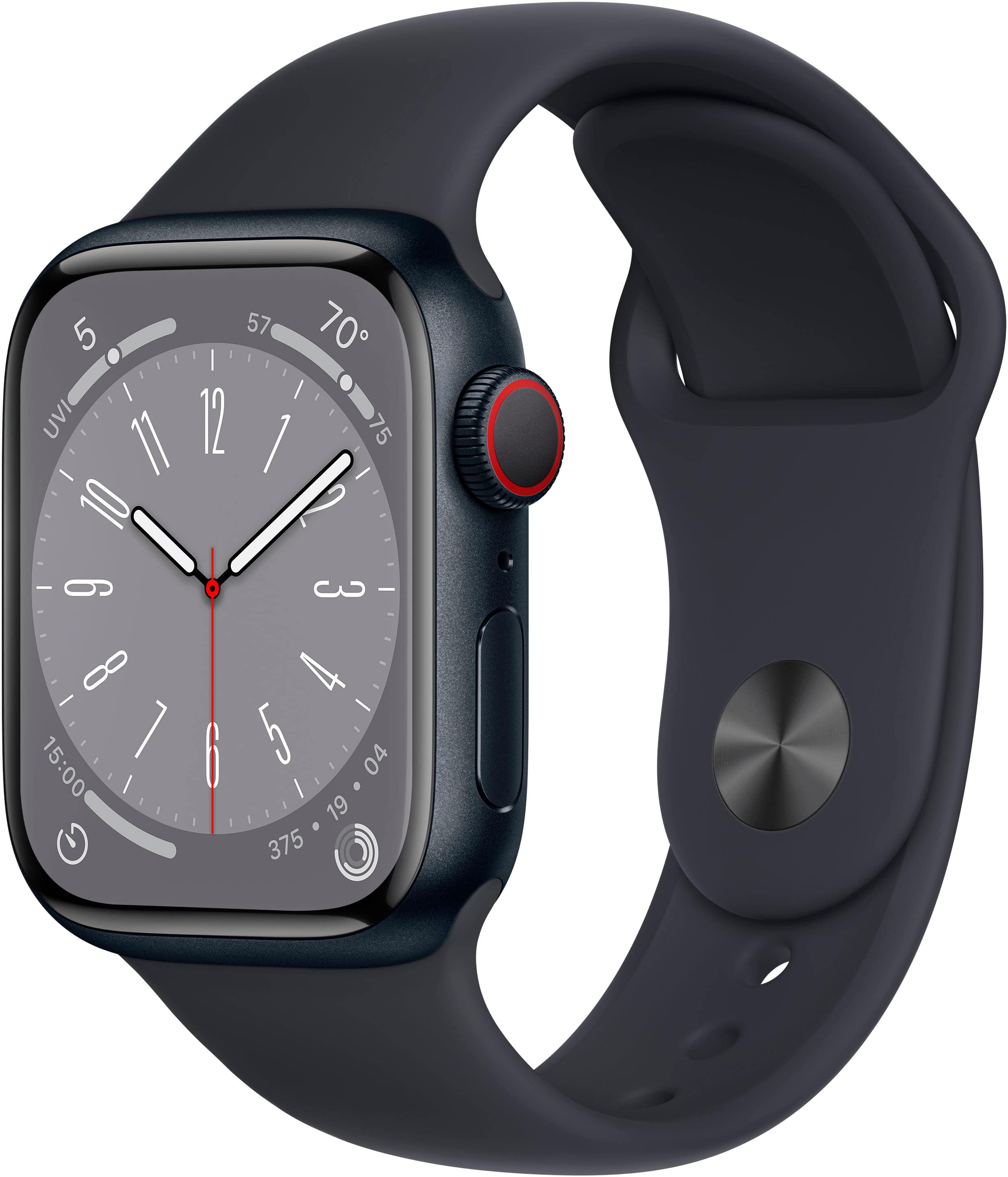 Geek Squad Certified Refurbished Apple Watch Series 8 (GPS + Cellular) 41mm Aluminum Case with Midnight Sport Band - S/M - Midnight - (2022)