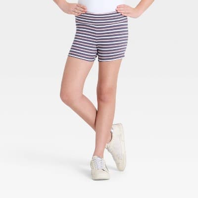Girls' Super Soft Striped Pull-On Shorts - art class™ Blue XS