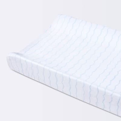 Plush Changing Pad Cover Sea Stripe - White/Blue - Cloud Island™: Stripe Pattern, Animal Prints, 32"x17", 0.6lb