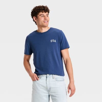 Men's Short Sleeve 'USA' Graphic T-Shirt - Goodfellow & Co™ Navy Blue XL