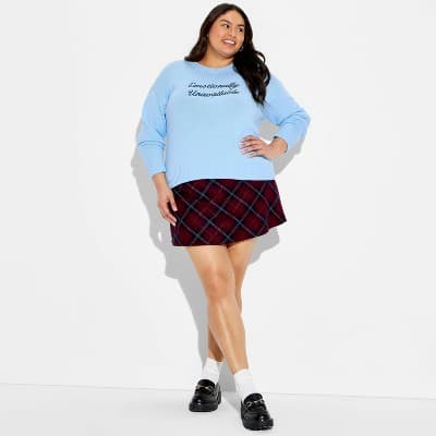 Women's "Emotionally Unavailable" Crewneck Pullover Sweater - Wild Fable™ Blue Quote 2X