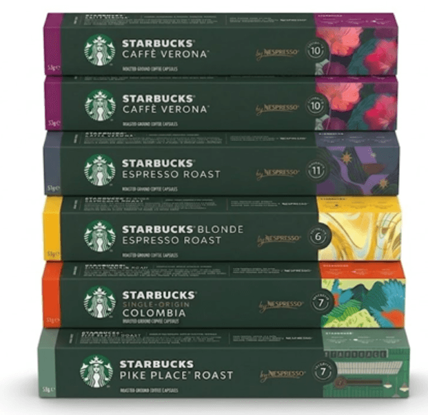 Variety Pack of Starbucks Coffee Capsules by Nespresso