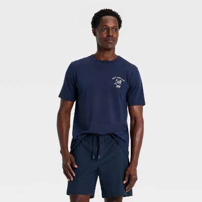 Men's Cotton Graphic T-Shirt - All In Motion™ Starless Night Blue L