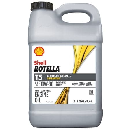 Shell Rotella T5 Synthetic Blend 10W-30 Diesel Engine Oil, 2.5 Gallon