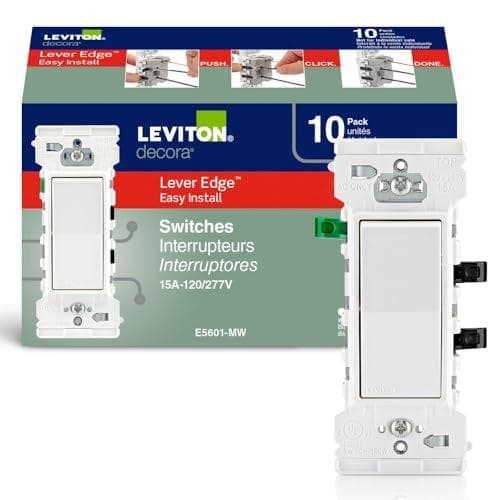 10-Pack Leviton Lever Edge 15 Amp Single Pole Rocker Switch Amazon