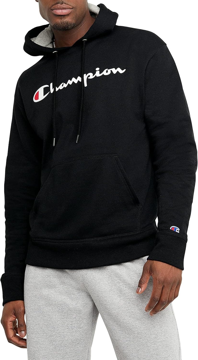 Champion Men's Fleece Hoodie with Script Logo - 70% Off
