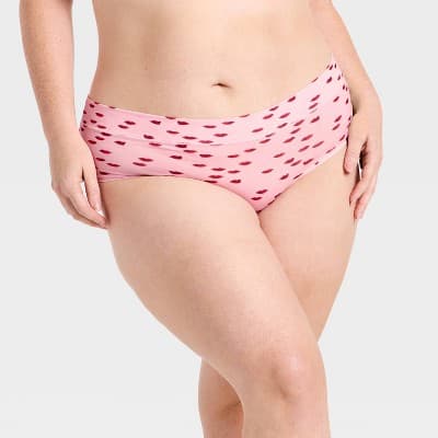 Women's Cotton Stretch Comfort Hipster Underwear - Auden™ Pink Lip Print 4X