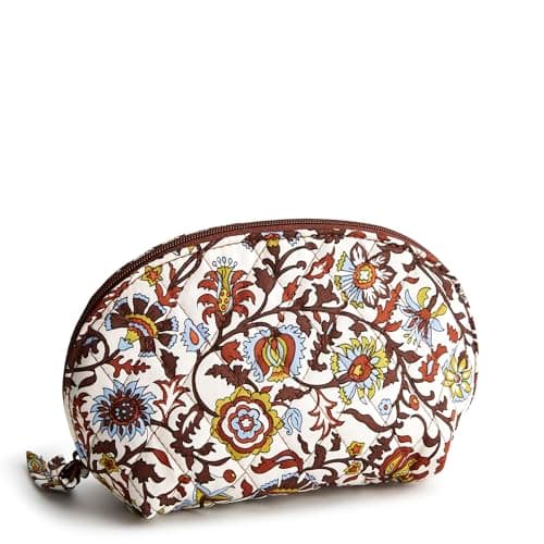 Vera Bradley Women's Premium Cotton Mini Dome Cosmetic, Marrakesh Vines Cream, One Size
