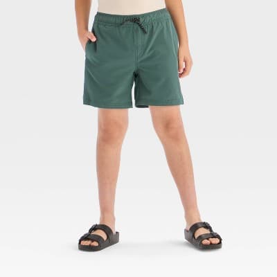 Boys' Quick Dry 'Above the Knee' Pull-On Shorts - Cat & Jack™ Dark Teal Green XXL: Recycled Polyester, Spandex