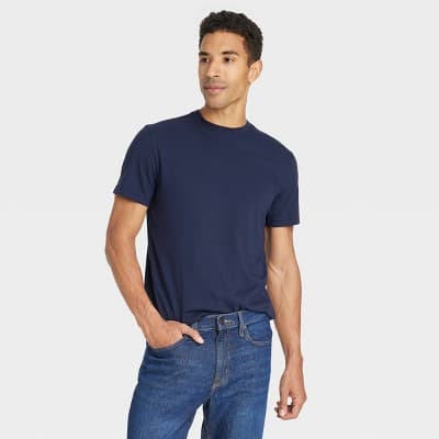 Men's Every Wear Short Sleeve T-Shirt - Goodfellow & Co™ Xavier Navy XL: Crew Neck