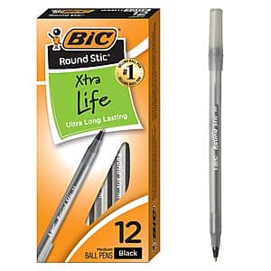 12-Pack BIC Xtra Life Ballpoint Pens for $1.20