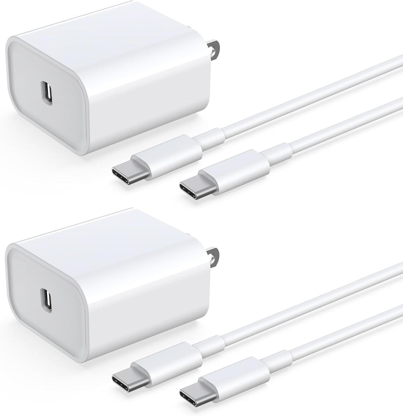 2-Pack 33W Dabustar PD USB-C Wall Charger w/ 2-Pack 6' USB-C Cables Amazon