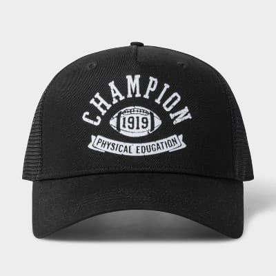 Champion Adult Phys Ed Twill Trucker Hat - Black