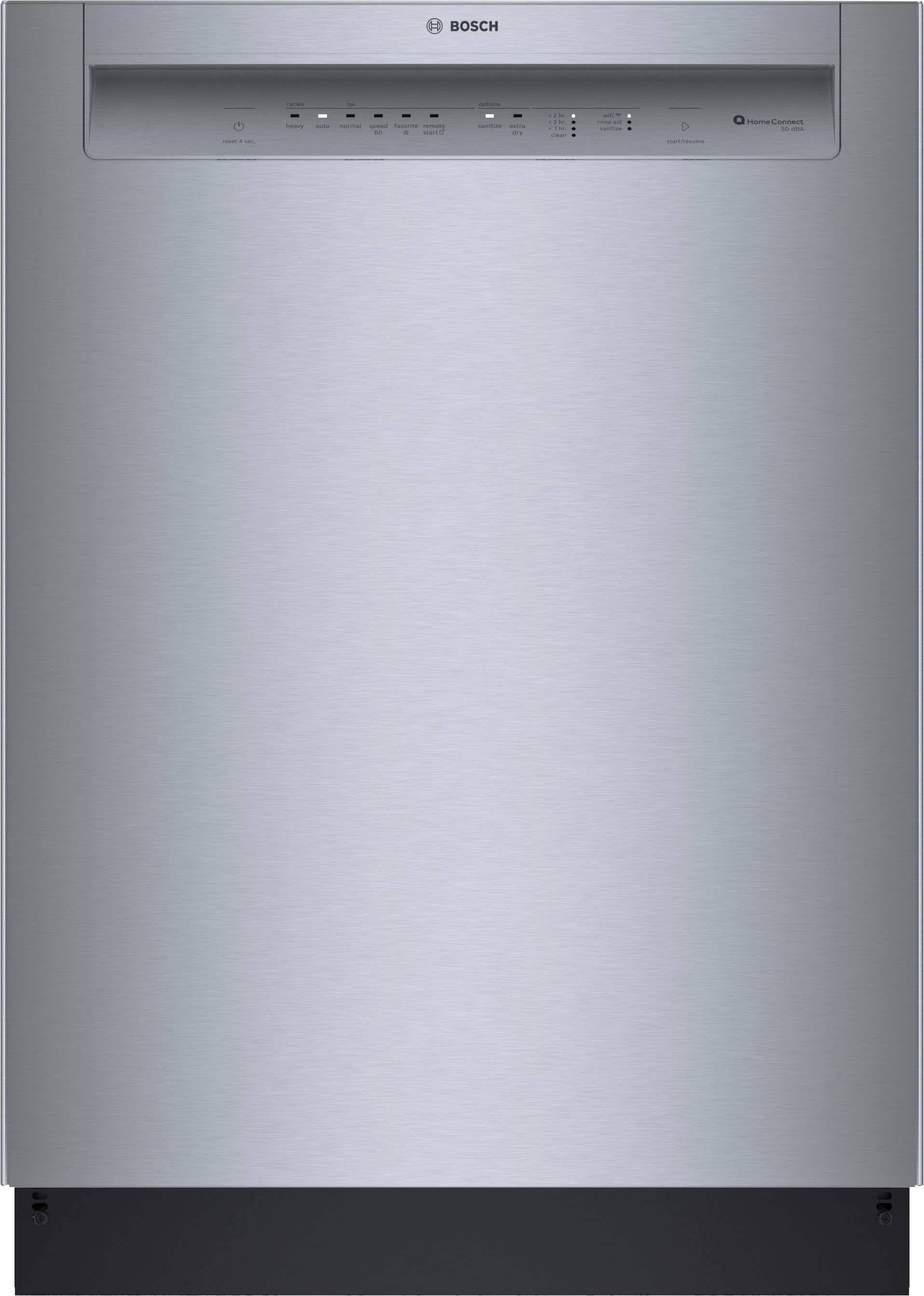 Bosch - 300 Series 24" Front Control Smart Built-In Stainless Steel Tub Dishwasher with 3rd Rack, 48 dBA - Stainless Steel