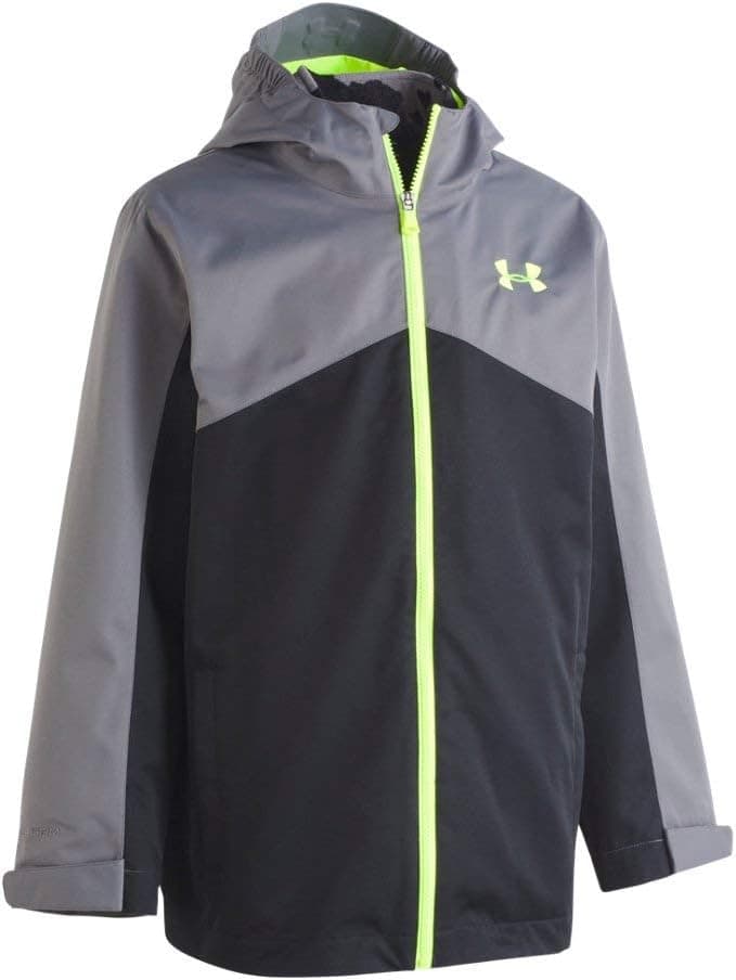 Under Armour Boys' Westward 3-in-1 Jacket, Removable Quilted Liner & Hood, Windproof & Water Repellant, Black, YM