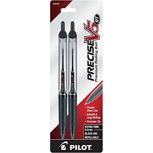 2-Pack Pilot Precise V5 RT Refillable & Retractable Rollerball Pens Amazon