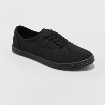 Women's Lunea Lace-Up Sneakers - Universal Thread™ Black 5: Canvas Low Top, Non-Marking Sole, Spot Clean, Medium Width