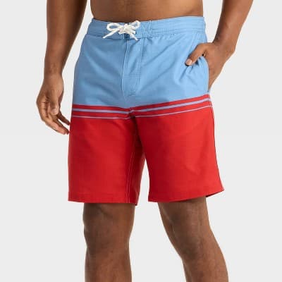 Men's 9" Colorblock Board Swim Shorts - Goodfellow & Co™ Red L
