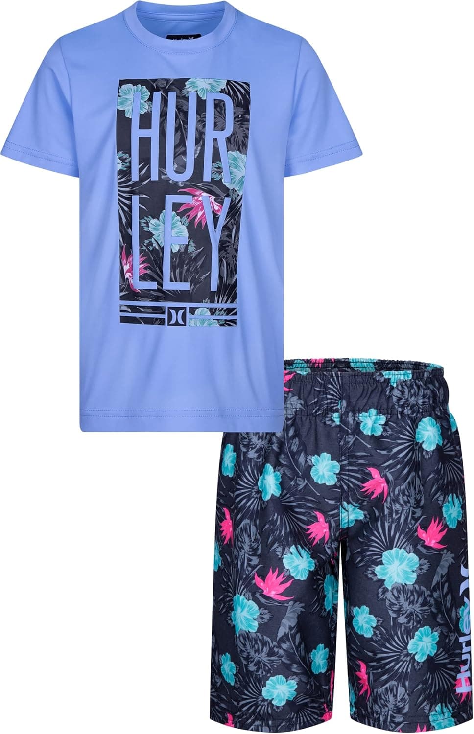 50% Off Hurley Boys 2-Piece Swim Outfit - Blue/Black Floral (2T)