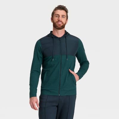 Men's Soft Stretch Full Zip Top - All In Motion™ Teal Blue XS