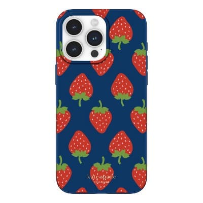 Kate Spade New York Protective Phone Case for iPhone 15 Pro Max With MagSafe - Strawberry Dotted: Classic TPU & PET Design