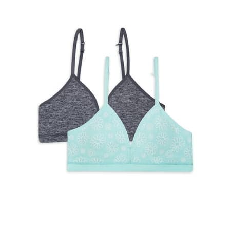 Wonder Nation Girls Seamless Lightly Lined Bralette, 2-Pack, Sizes 28-38
