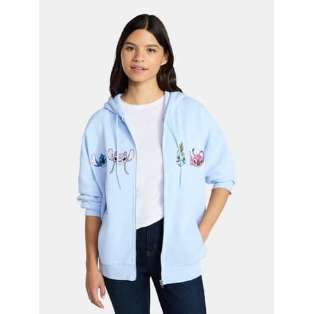 Disney Stitch Women's Graphic Zip-Up Hoodie Sweatshirt, Sizes XXS-XXL
