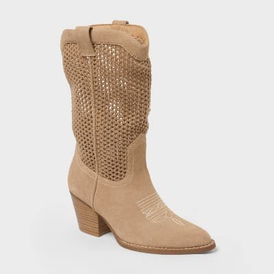 Women’s Jasper Western Boots with Memory Foam Insole - Universal Thread™ 5.5 Taupe