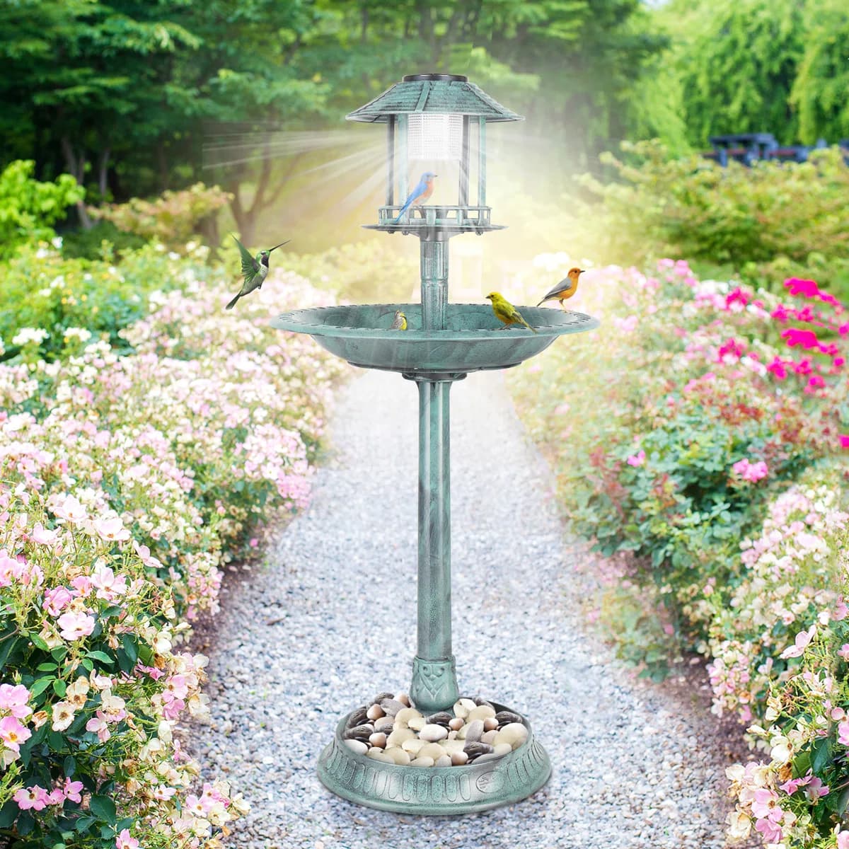 Outdoor Oasis: Solar Birdbath with Planter Pedestal