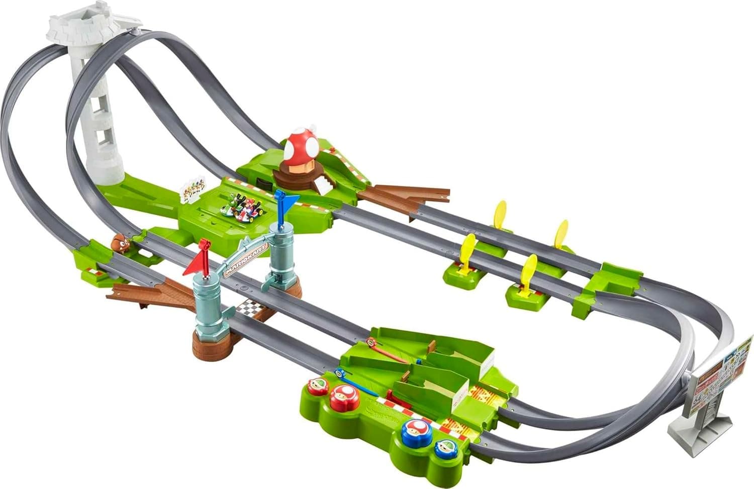 Hot Wheels Mario Kart Circuit Track Set & 2 Toy Vehicles, Racing Playset Includes Booster, Plus Mario & Yoshi Karts (Amazon Exclusive)