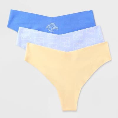Women's Invisible Edge Cotton 3pk Thong - Auden™ Multi XS