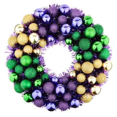Mardi Gras Green, Purple & Gold Ornament Wreath, 18 in, by Way To Celebrate